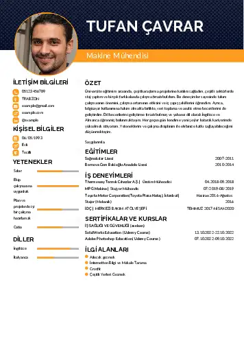 Makine Mühendisi Cv Örnekleri cv indir